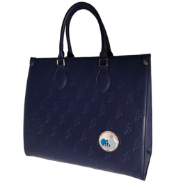 Women's Blue Canvas Boston Bag Large Handbag